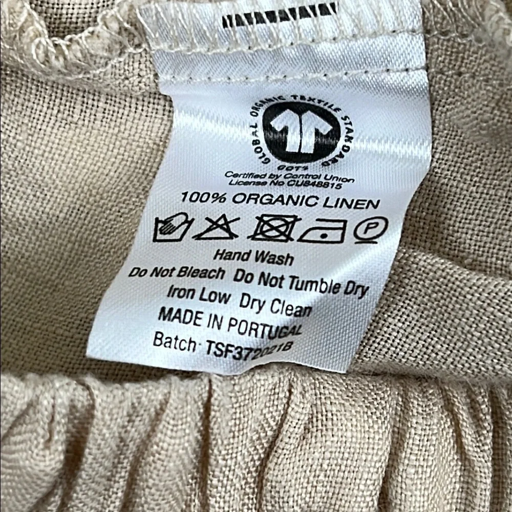 NEW The Simple Folk M 100%‎ Organic Linen Wide Leg Pants Oatmeal Cream Pockets